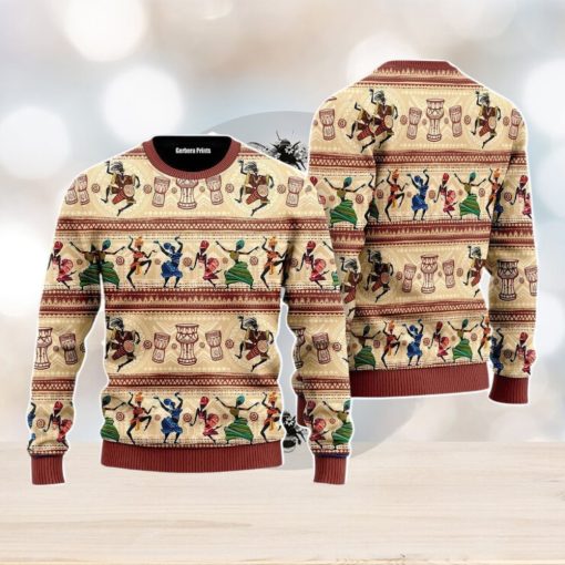 African Dancing On Ethnic Christmas Unisex Ugly Sweater