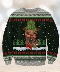 Airedale Terrier With Snow And Christmas Ugly Sweatshirt Christmas Ugly Sweater