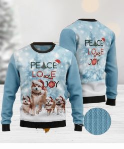 Akita Peace Love Joy Ugly Christmas Sweater For Men & Women