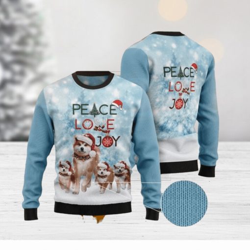 Akita Peace Love Joy Ugly Christmas Sweater For Men & Women