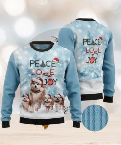 Akita Peace Love Joy Ugly Christmas Sweater For Men & Women