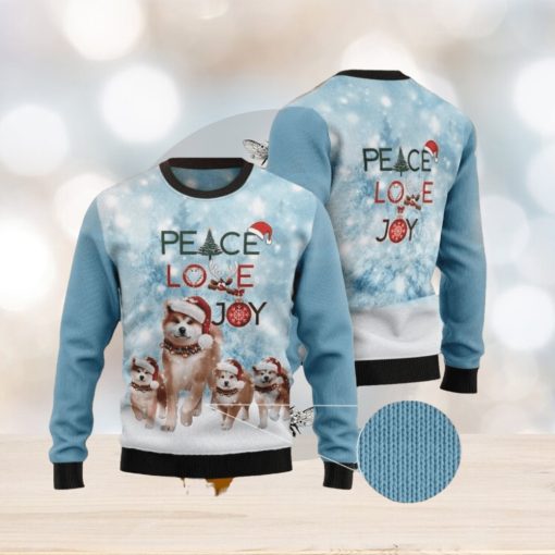 Akita Peace Love Joy Ugly Christmas Sweater For Men & Women