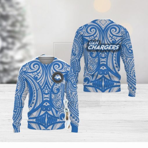 Alabama Huntsville Chargers Polynesian Tattoo Mix Teams Ugly Christmas Sweater