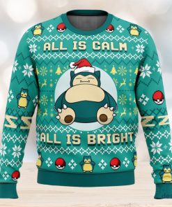 All Is Calm All Bright Snorlax Pokemon 3D Ugly Christmas Sweater Unisex Christmas Sweater For Men And Women