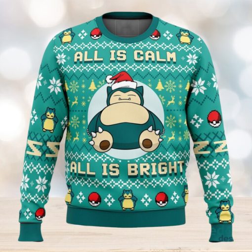 All Is Calm All Bright Snorlax Pokemon 3D Ugly Christmas Sweater Unisex Christmas Sweater For Men And Women