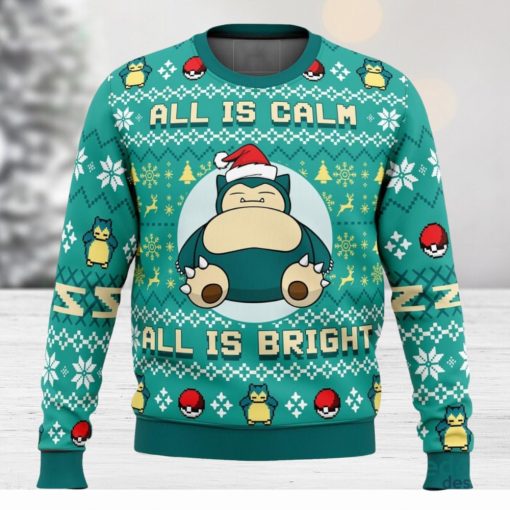 All Is Calm All Bright Snorlax Pokemon 3D Ugly Christmas Sweater Unisex Christmas Sweater For Men And Women