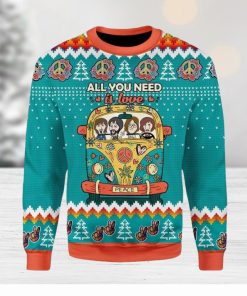 All You Need Is Love Hippie Ugly Christmas Sweater