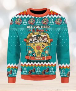 All You Need Is Love Hippie Ugly Christmas Sweater