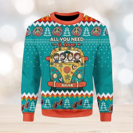 All You Need Is Love Hippie Ugly Christmas Sweater