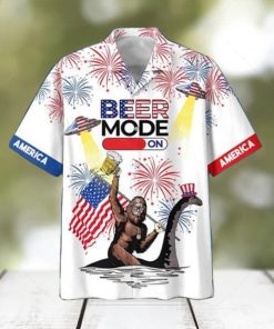 America Bigfoot Beer Mode On Hawaiian Shirt