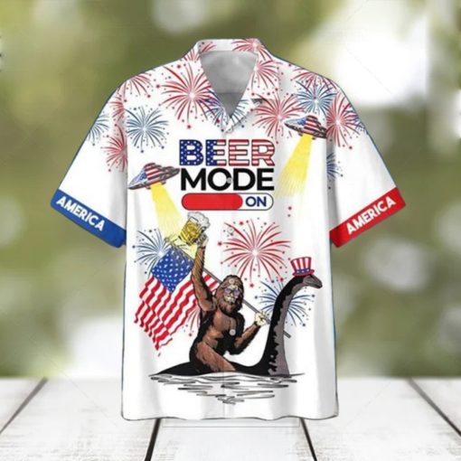 America Bigfoot Beer Mode On Hawaiian Shirt