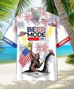 America Bigfoot Beer Mode On Hawaiian Shirt