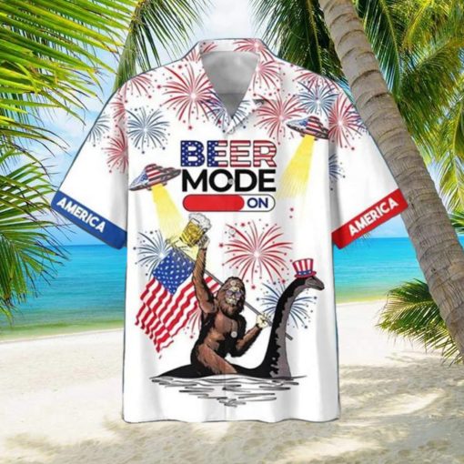 America Bigfoot Beer Mode On Hawaiian Shirt