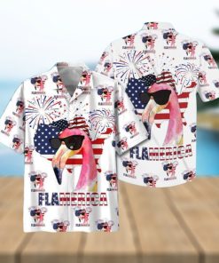 America Flag Flamingo Hawaiian Shirt Summer Gift For Friend