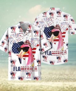 America Flag Flamingo Hawaiian Shirt Summer Gift For Friend