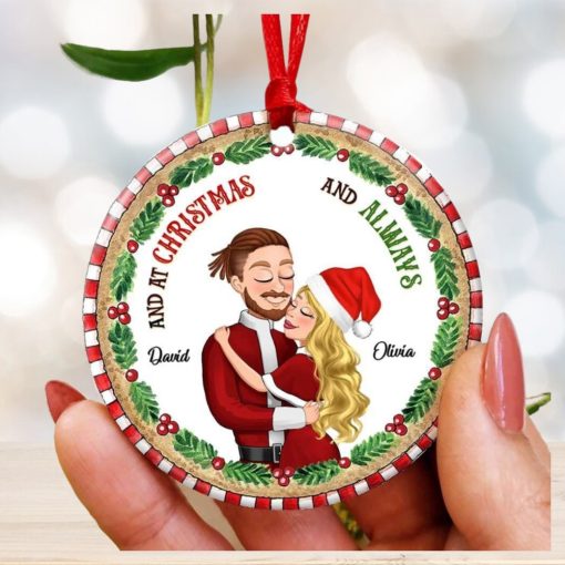 And At Christmas And Always, Couple Gift, Personalized Ornament, Hugging Couple Ornamen