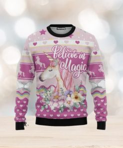 Animal Unicorn Believe In Magic Ugly Christmas Sweater