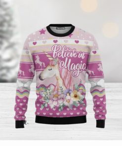 Animal Unicorn Believe In Magic Ugly Christmas Sweater