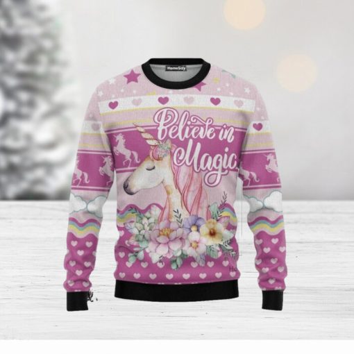 Animal Unicorn Believe In Magic Ugly Christmas Sweater