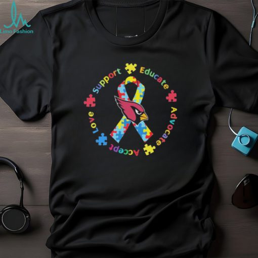 Arizona Cardinals Love Support Educate Advocate Accept Autism Awareness Shirt