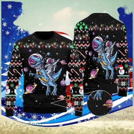 Astronauts Ride A T Rex In Space With The Planet Ugly Christmas Sweater Special Gift For Men Women