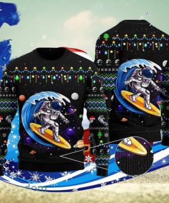 Astronauts Surf On A Surfboard In Space Ugly Christmas Sweater Special Gift For Men Women