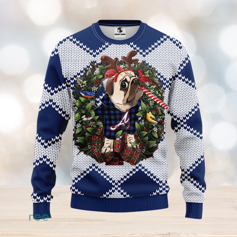 Atlanta Braves Pub Dog Christmas Ugly Sweater - Limotees