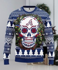 Atlanta Braves Skull Flower Ugly Christmas Ugly Sweater 3D Christmas Xmas Sweater