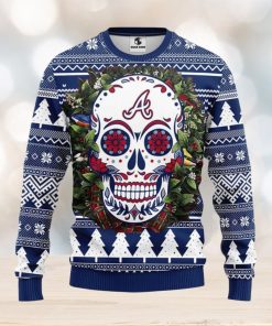 Atlanta Braves Skull Flower Ugly Christmas Ugly Sweater 3D Christmas Xmas Sweater