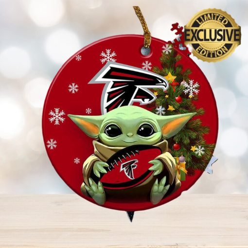 Atlanta Falcons Baby Yoda NFL Christmas Tree Decorations Ceramic Ornament