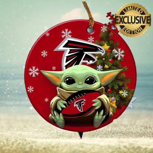 Atlanta Falcons Baby Yoda NFL Christmas Tree Decorations Ceramic Ornament