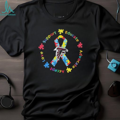 Atlanta Falcons Love Support Educate Advocate Accept Autism Awareness Shirt