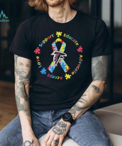 Atlanta Falcons Love Support Educate Advocate Accept Autism Awareness Shirt