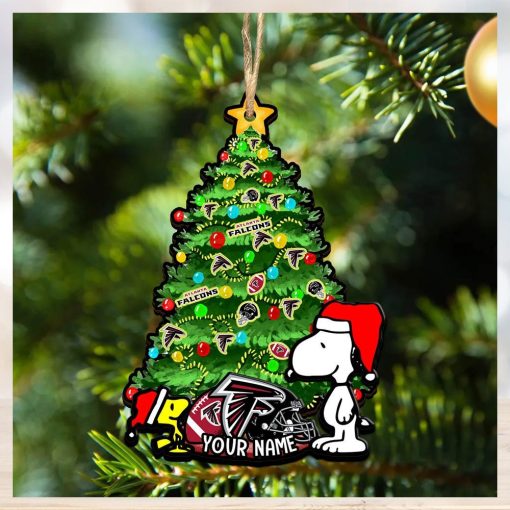 Atlanta Falcons Personalized Your Name Snoopy And Peanut Ornament Christmas Gifts For NFL Fans SP161023130ID03