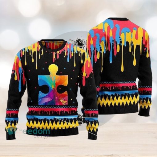 Autism Ugly Christmas Sweater Colorful 3D Sweater