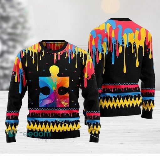 Autism Ugly Christmas Sweater Colorful 3D Sweater