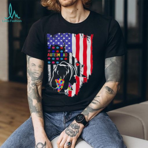 Autism dad bear american shirt