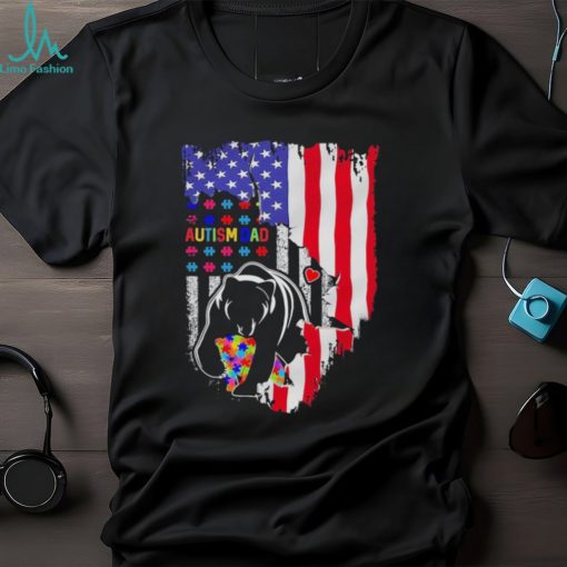 Autism dad bear american shirt