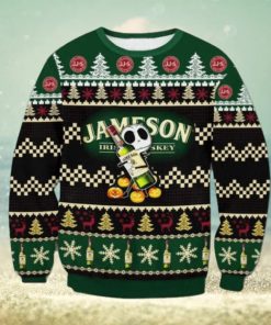 Baby Jack Skellington Hug Jameson Irish Whiskey Ugly Christmas Sweater For Family