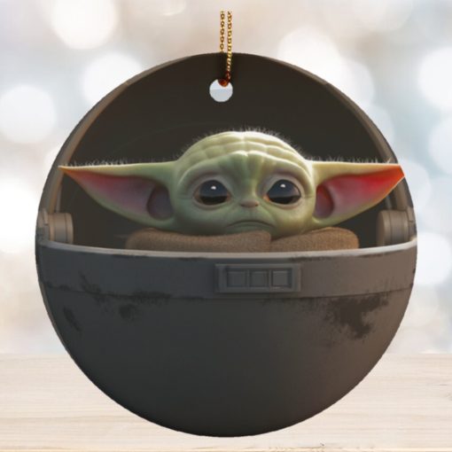 Baby Yoda Ceramic Circle Ornament for Christmas