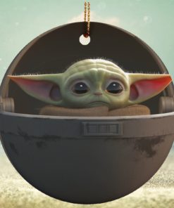 Baby Yoda Ceramic Circle Ornament for Christmas