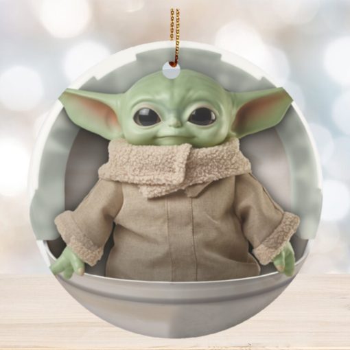 Baby Yoda Ceramic Circle Ornament