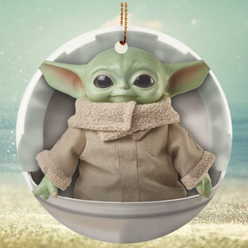 Baby Yoda Ceramic Circle Ornament