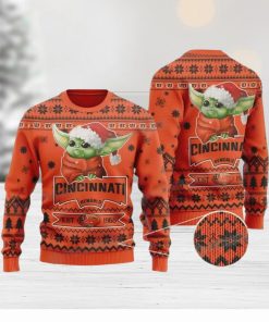 Baby Yoda Cincinnati Football Est 1968 Ugly Christmas Sweater Bengals Gifts