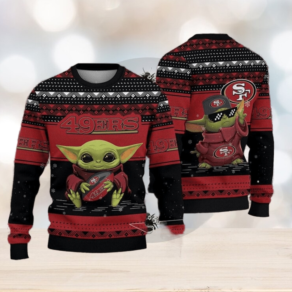 Baby Yoda San Francisco 49ers Ugly Christmas Sweater - Limotees