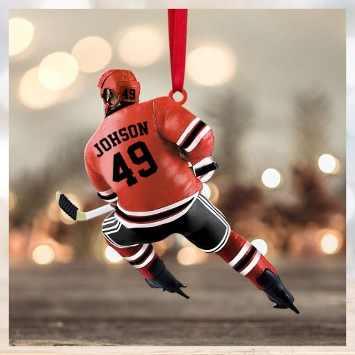 Back Ice Hockey Player  Johson 49   Personalized Christmas Ornament   Gift For Ice Hockey Lovers