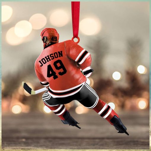 Back Ice Hockey Player  Johson 49   Personalized Christmas Ornament   Gift For Ice Hockey Lovers