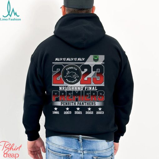 Back To Back To Back Penrith Panthers 2023 NRL Grand Final Premiers T Shirt