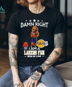 Bailey mascot damn right I am a Lakers fan win or lose shirt