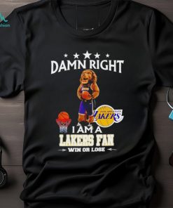 Bailey mascot damn right I am a Lakers fan win or lose shirt